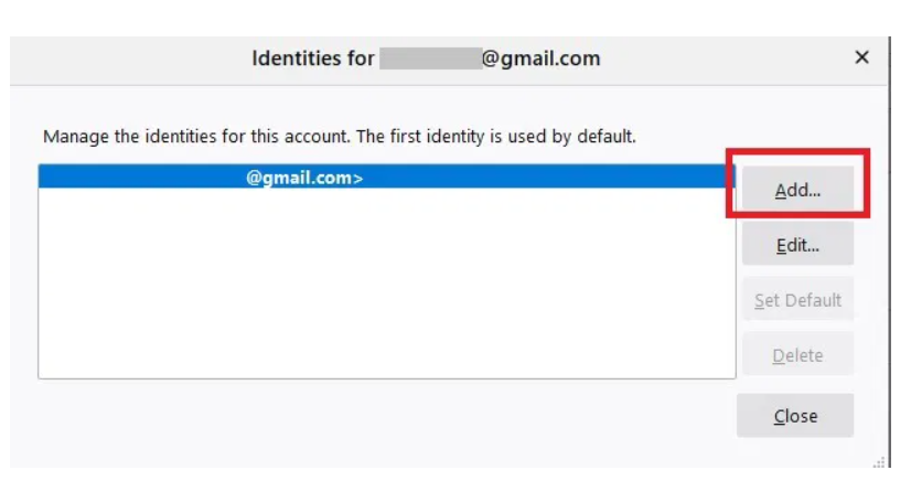 Add Identity in Thunderbird